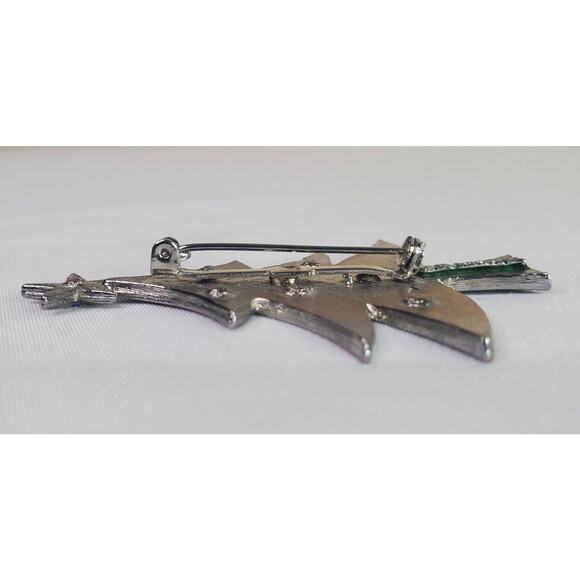 Vtg Tancer II Enamel And AB Rhinestone Christmas Tree Brooch Signed - Picture 6 of 6